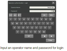 Operator authentication screen 