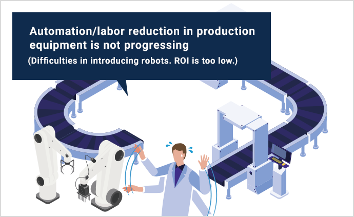 Automation/labor reduction
in production equipment is not progressing. (Difficulties in introducing robots. ROI is too low.)